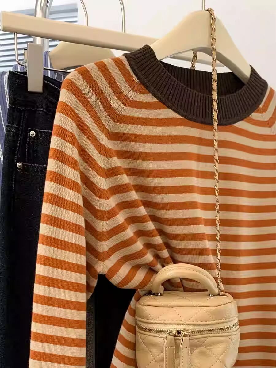 【tops】ボーダー柄ニットセーター　M29233