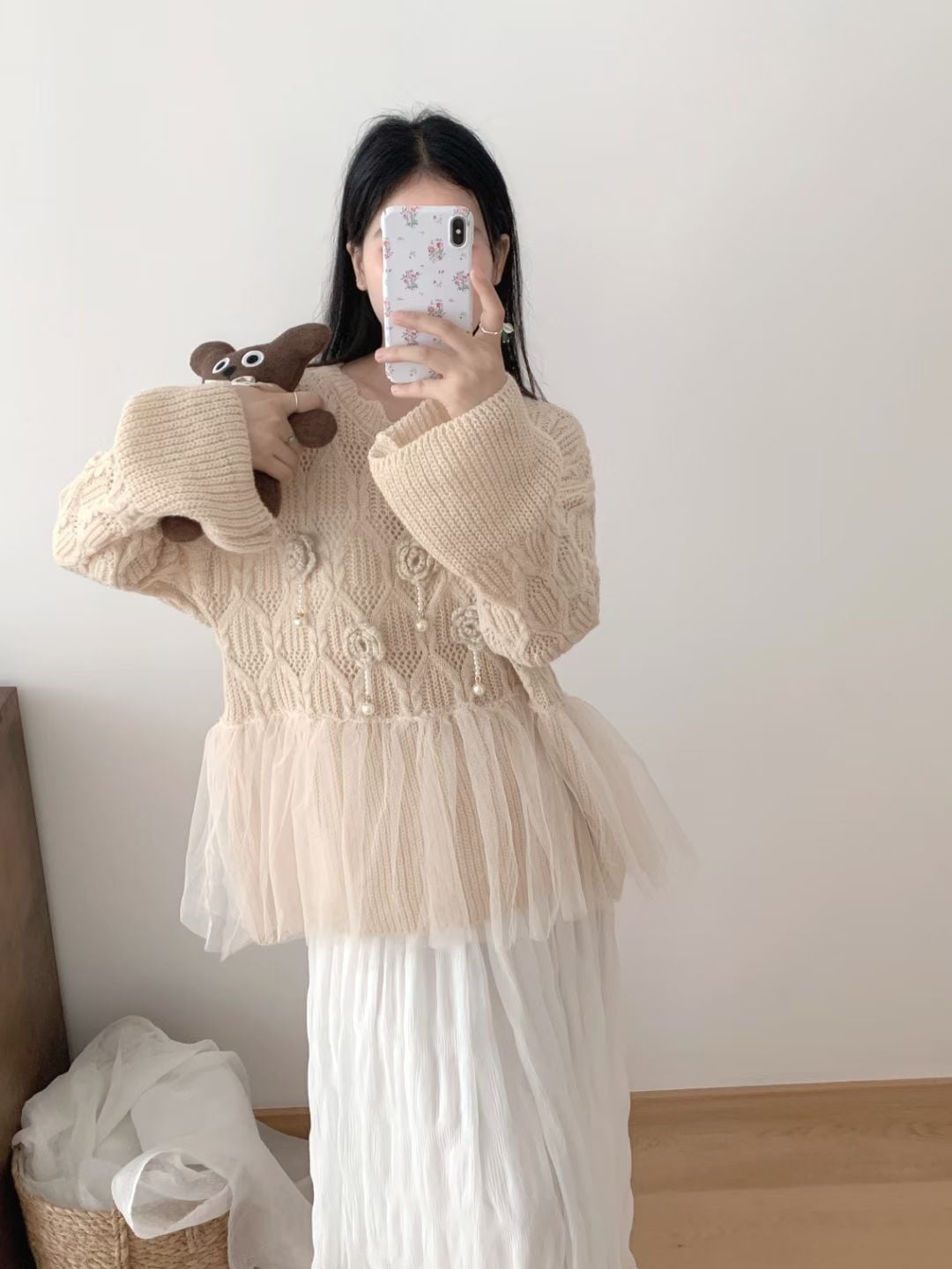 【tops】立体フラワーニットセーター　M25778