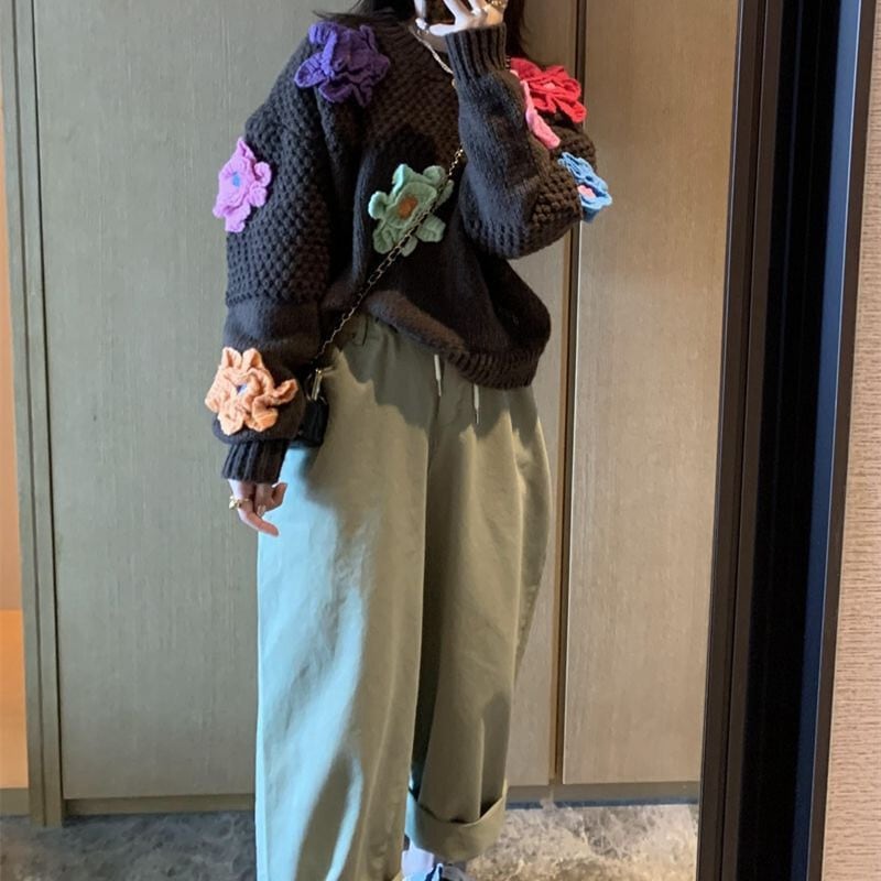 【tops】立体フラワーニットセーター　M26275
