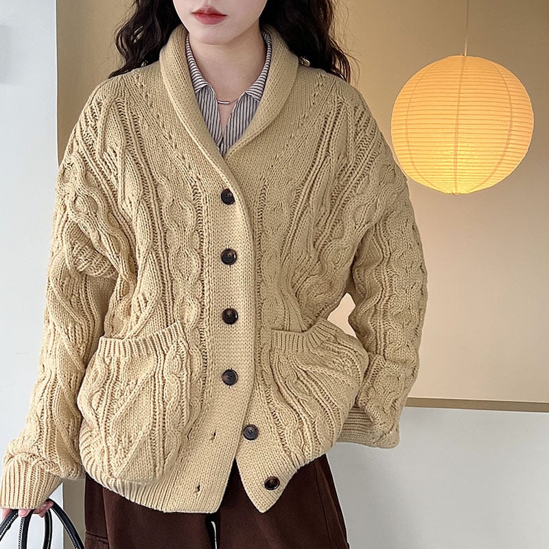 【outer】Vネックニットカーディガン Q7094