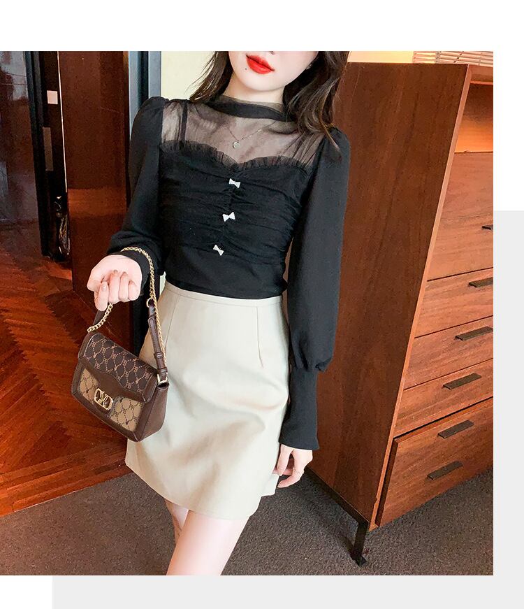【tops】チュールコンビブラウス　M29369