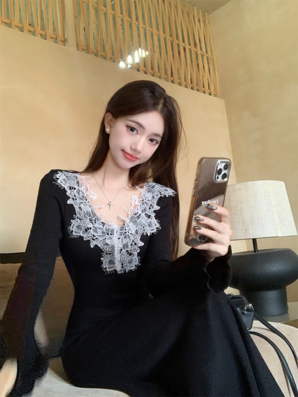 【dress】レースカラーニットワンピース　M27983
