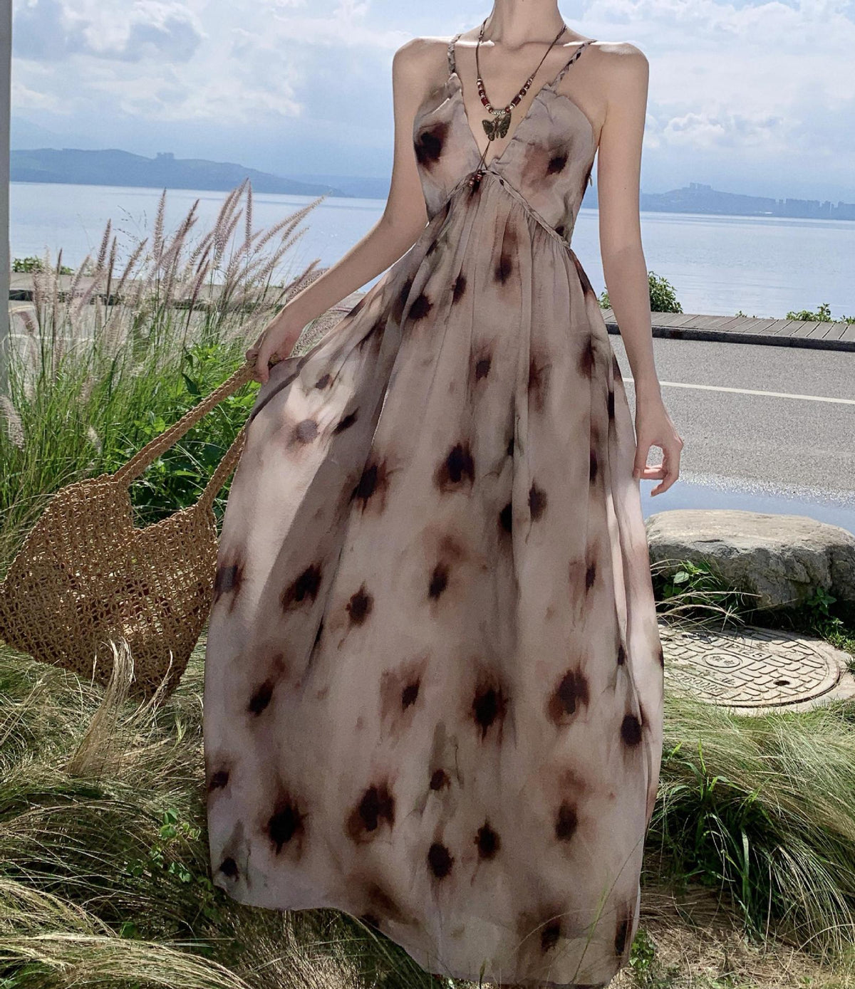 【dress】Vネックキャミワンピース　M25310