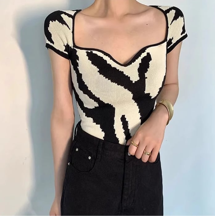 【tops】スクエアネックニットTシャツG20103