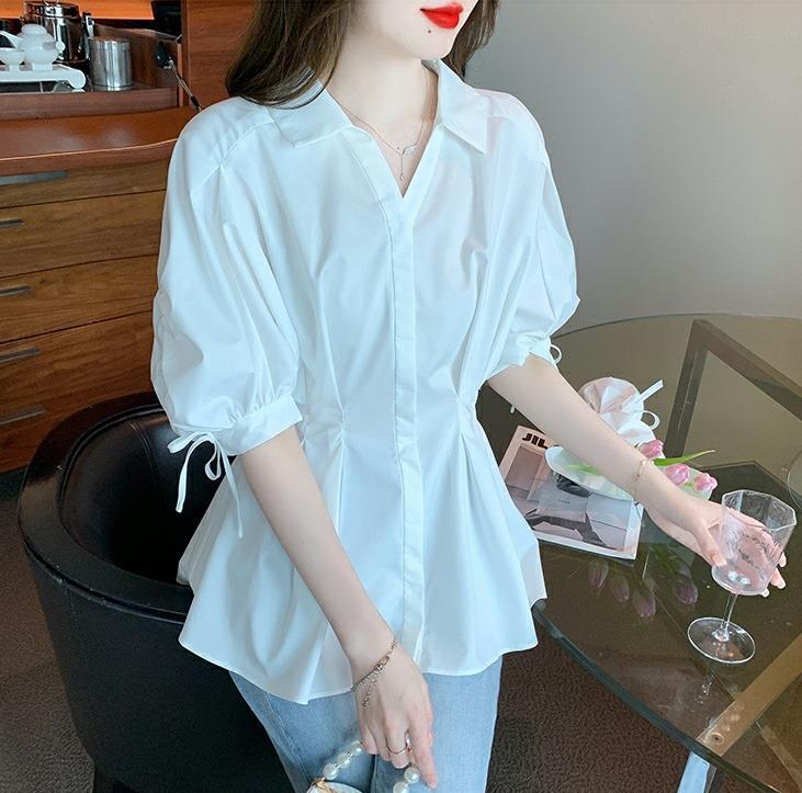 【tops】ランタンスリーブギャザーブラウスF7503