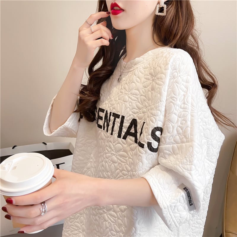 【tops】ラウンドネック半袖英字柄人気ゆったり着回しＴシャツF4969