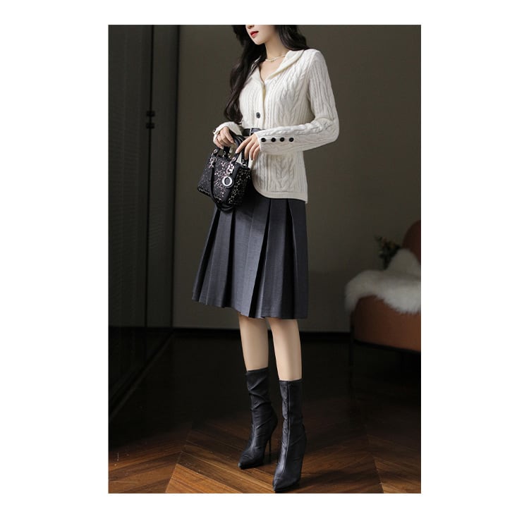 【outer】ボタンデザインニットカーデ　M25854