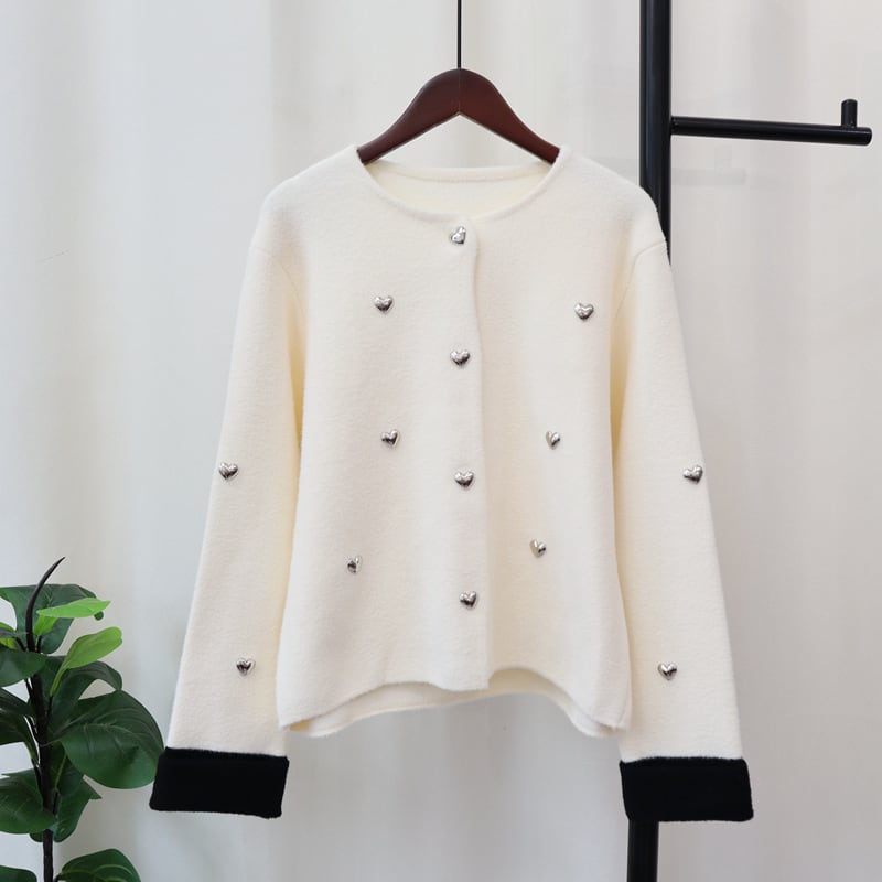 【outer】ハートモチーフニットカーディガン　N2710
