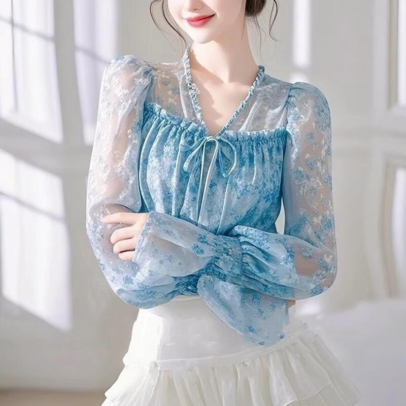 【tops】花柄ブラウス　M30011