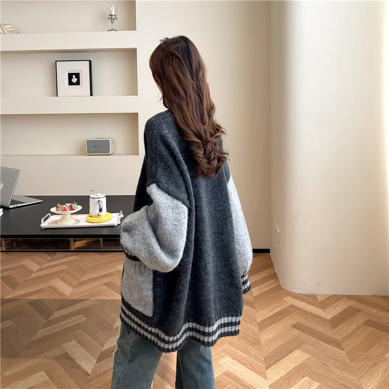【outer】配色切り替えニットカーデ　M27503