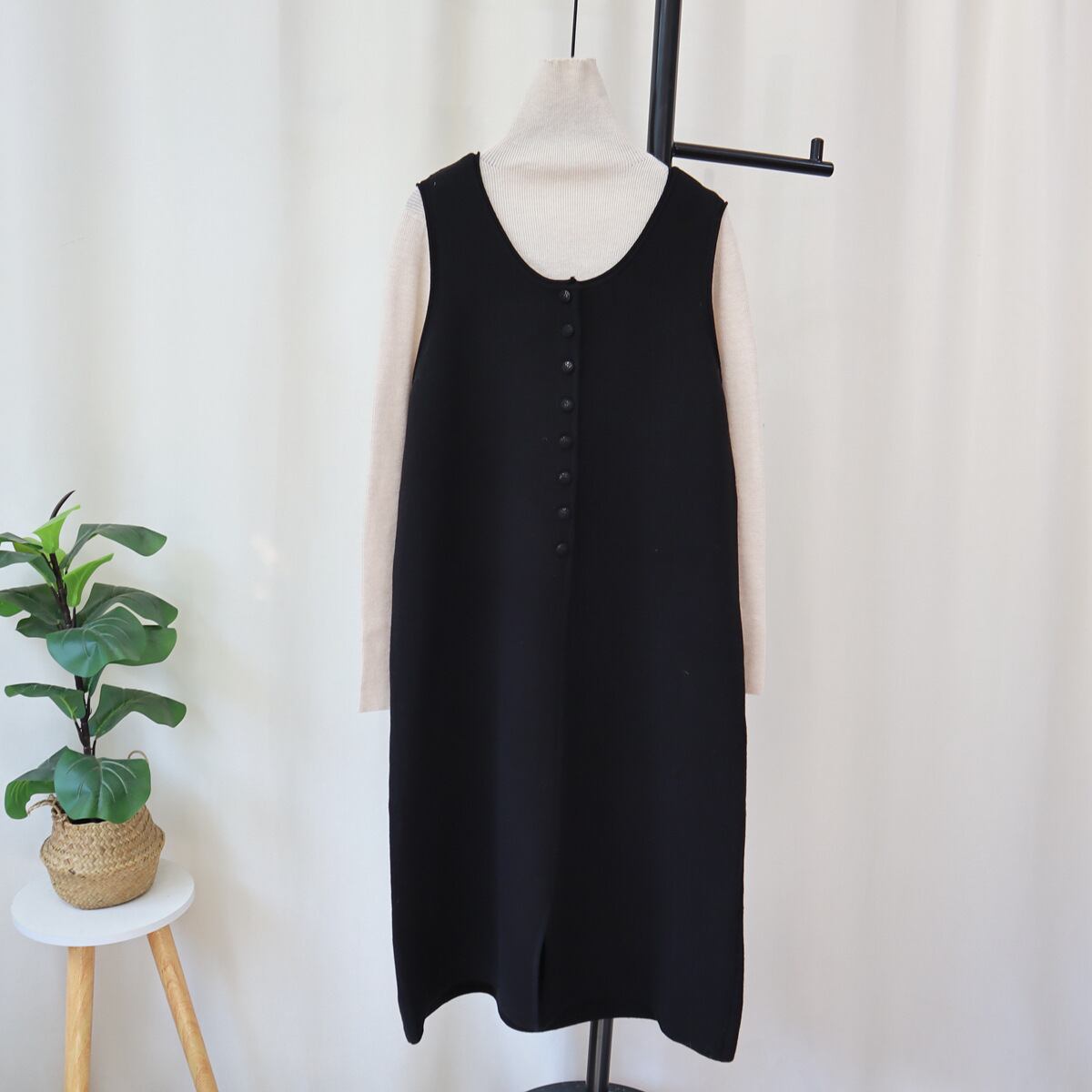 【set】ハイネックニットトップス×ベストワンピースセット　N2264