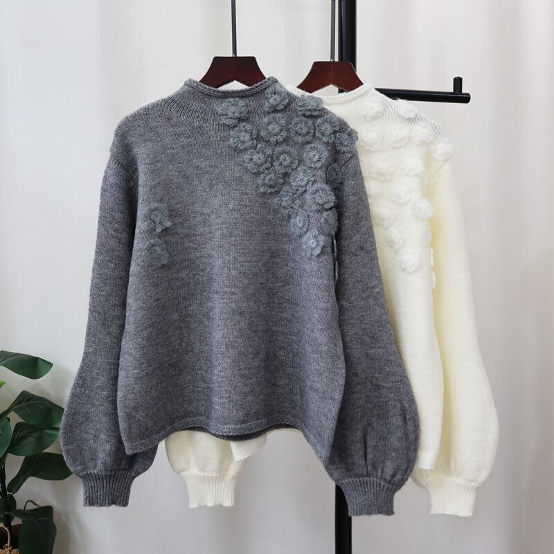 【tops】立体フラワーニットセーター　M28077