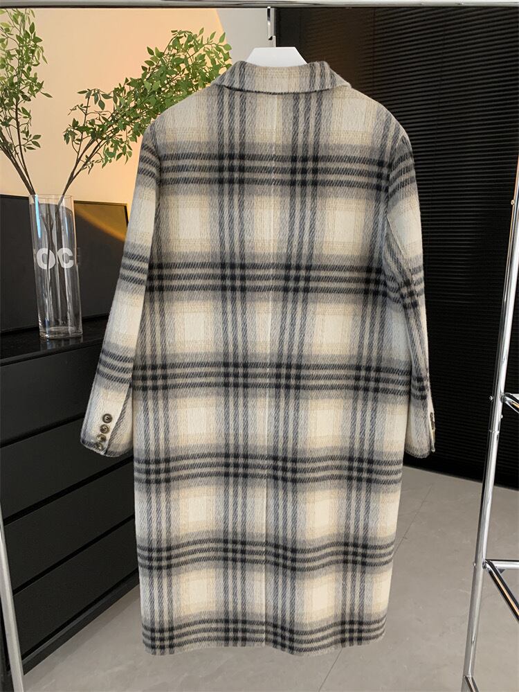 【outer】チェック柄ロング丈コート　M18522