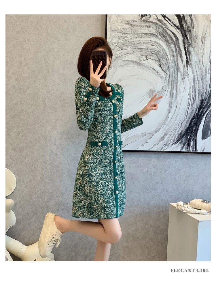 【dress】ニットワンピース着瘦せ人気デザイン　M17667
