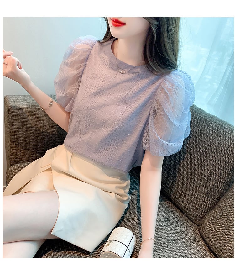 【tops】レースパフスリーブ ブラウスG21542