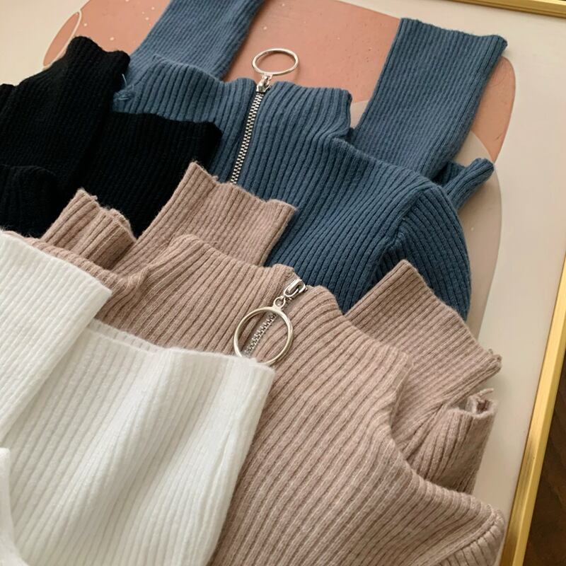 【tops】ファスナーニットトップス　M26487