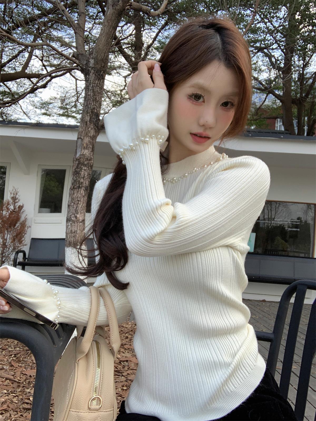 【tops】パールニットトップス　M26735