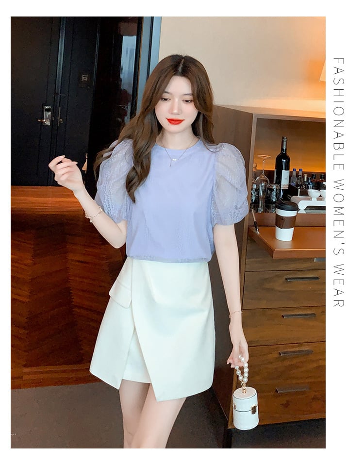 【tops】レースパフスリーブ ブラウスG21542