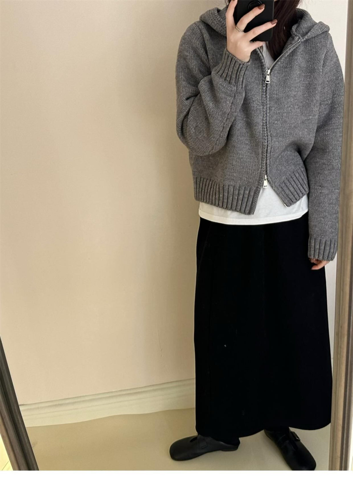 【outer】フード付きニットカーデ　M28652
