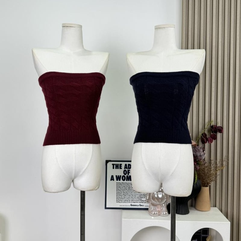 【tops】ニットチューブトップス Q7618