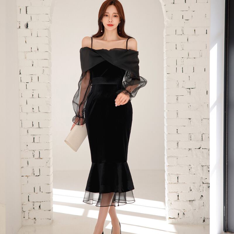 【dress】オフショルダーフリルキャミワンピース G21392