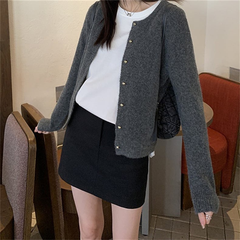 【outer】クルーネックニットカーデ　M25950