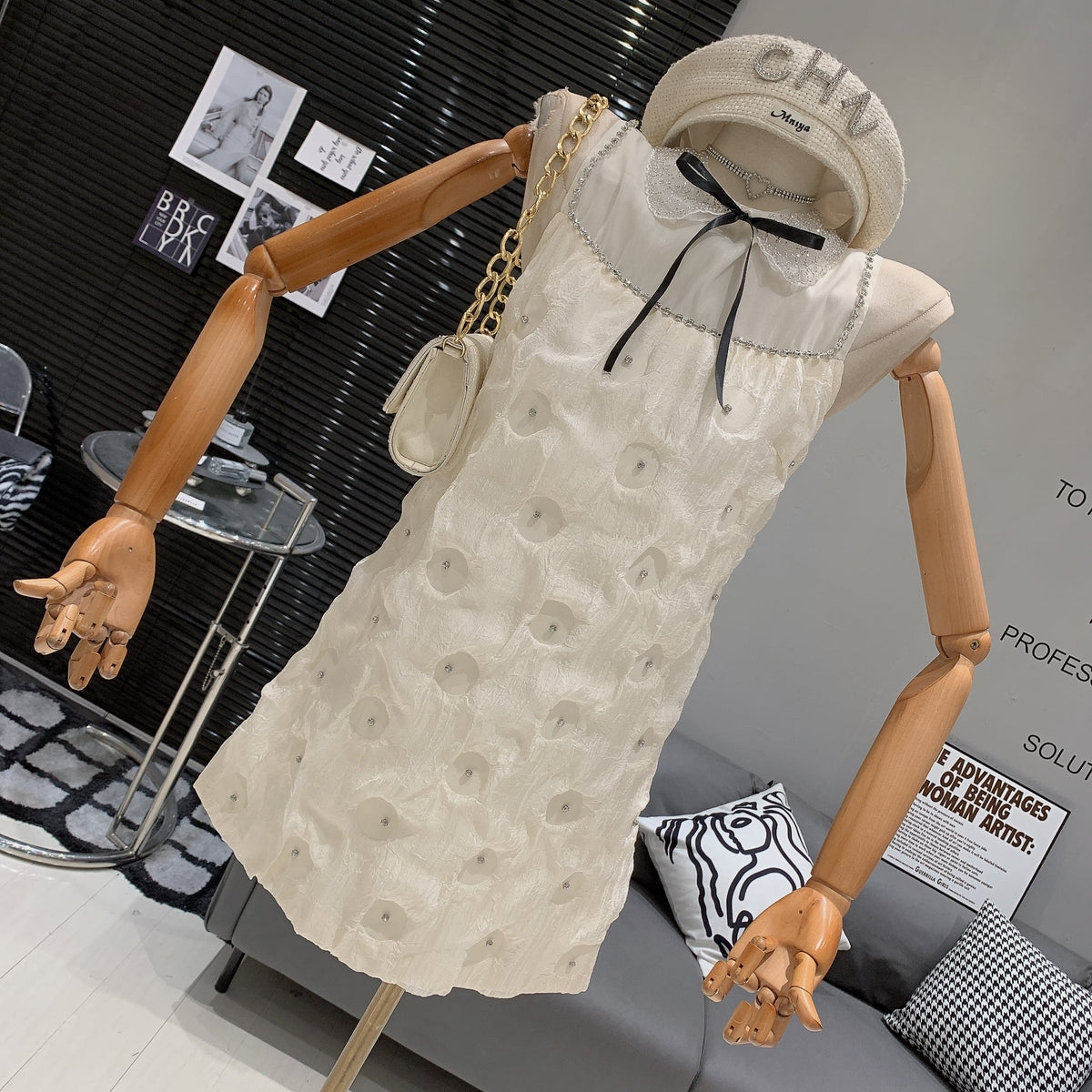 【dress】ビジューノースリーブワンピース　M24493