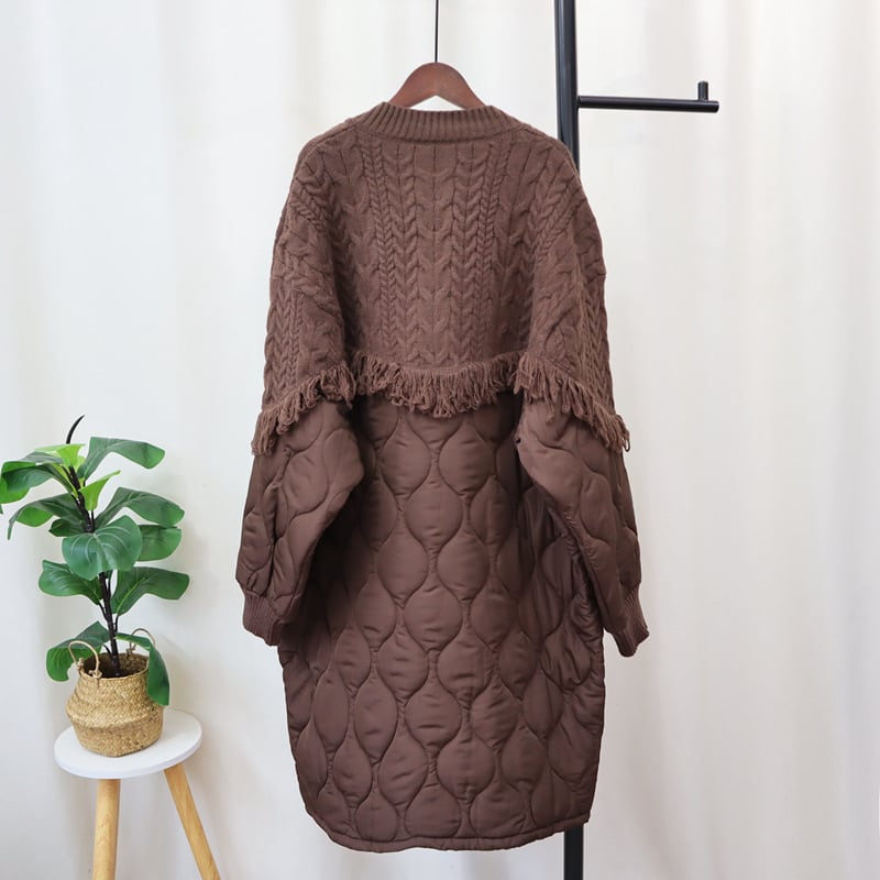 【outer】ニット切り替え棉コート　M27168