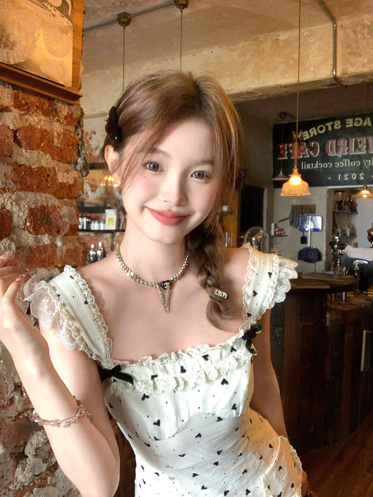 【dress】レース ハート柄キャミワンピース　M30055