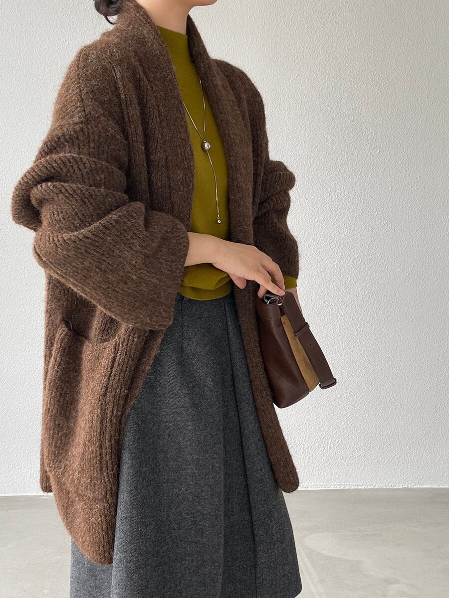 【outer】ロングニットカーディガン Q7242