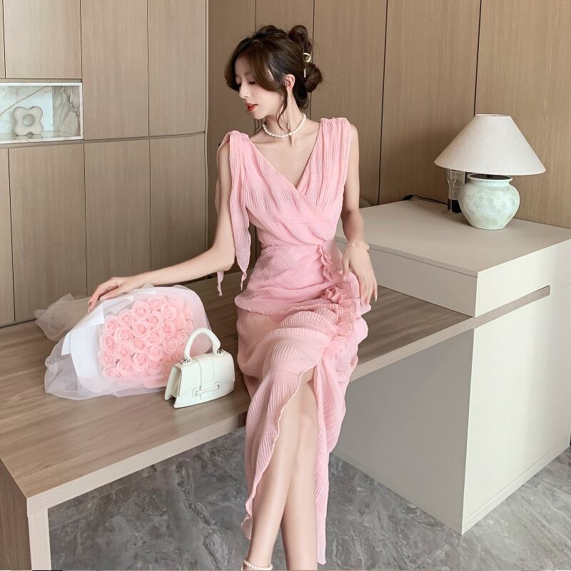 【dress】Vネックギャザーワンピース G20117