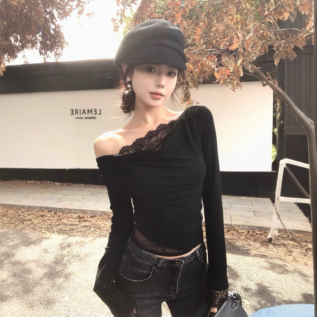 【tops】レース切り替えトップス　M28268