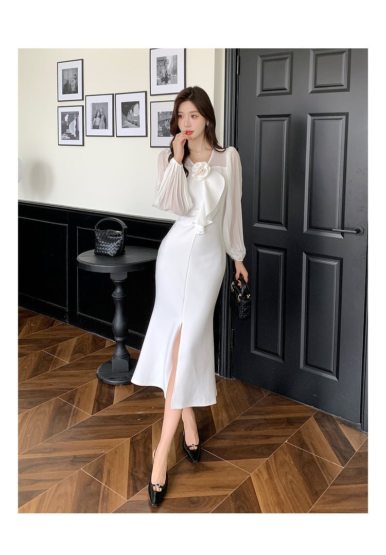 【dress】立体フラワーマーメイドワンピース