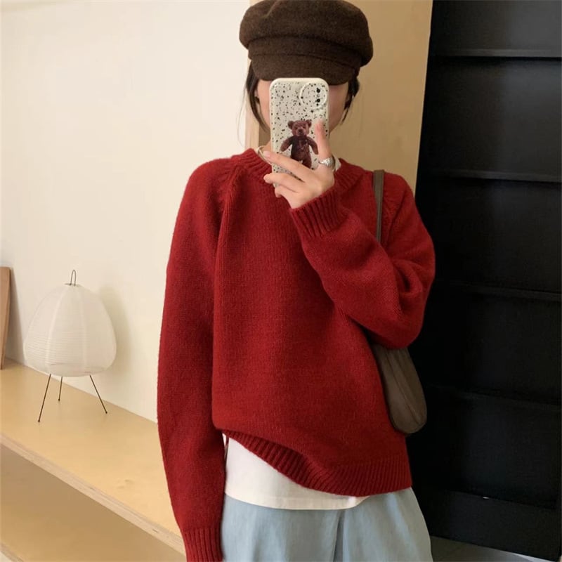 【tops】無地ニットセーター　M27252