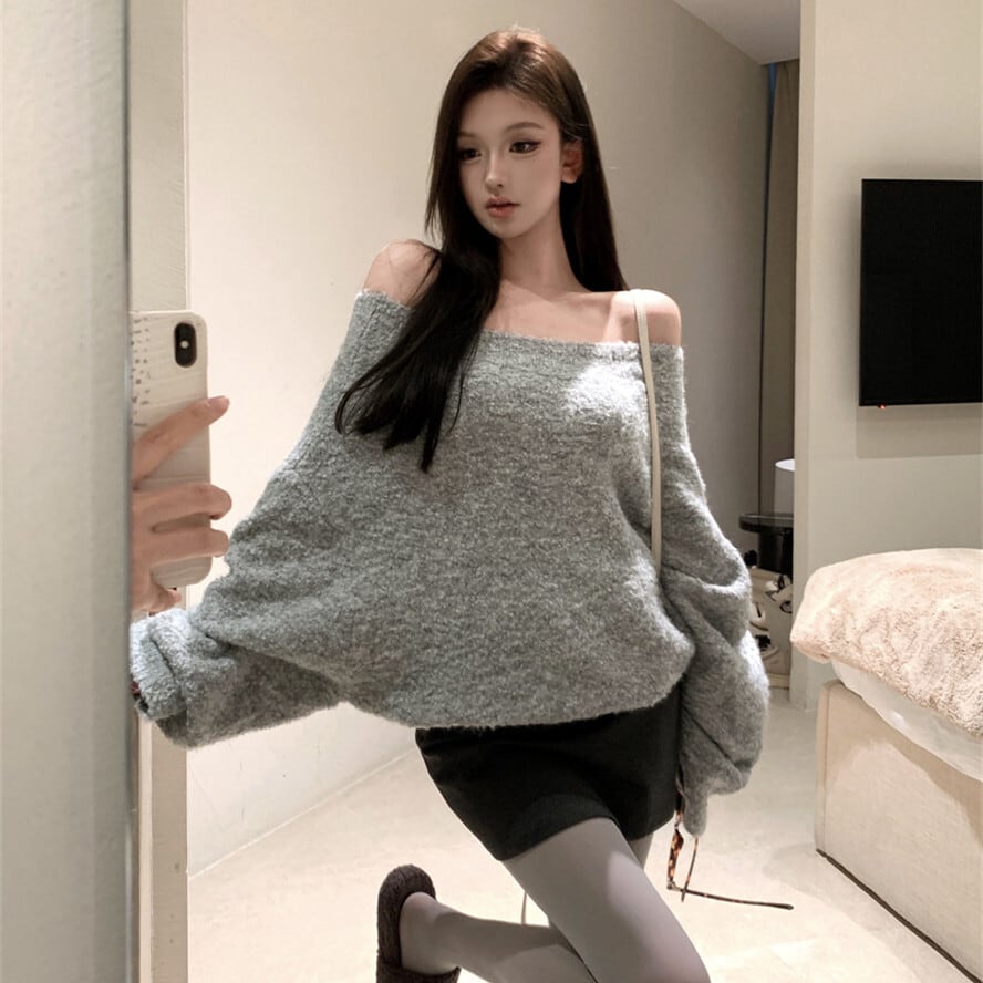 【tops】オフショルダーニットセーター　M28417