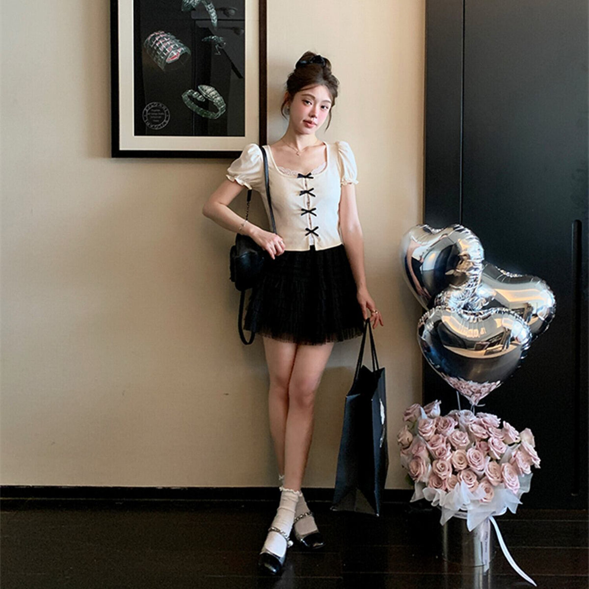 【tops】リボンレースドッキングトップス　N3012
