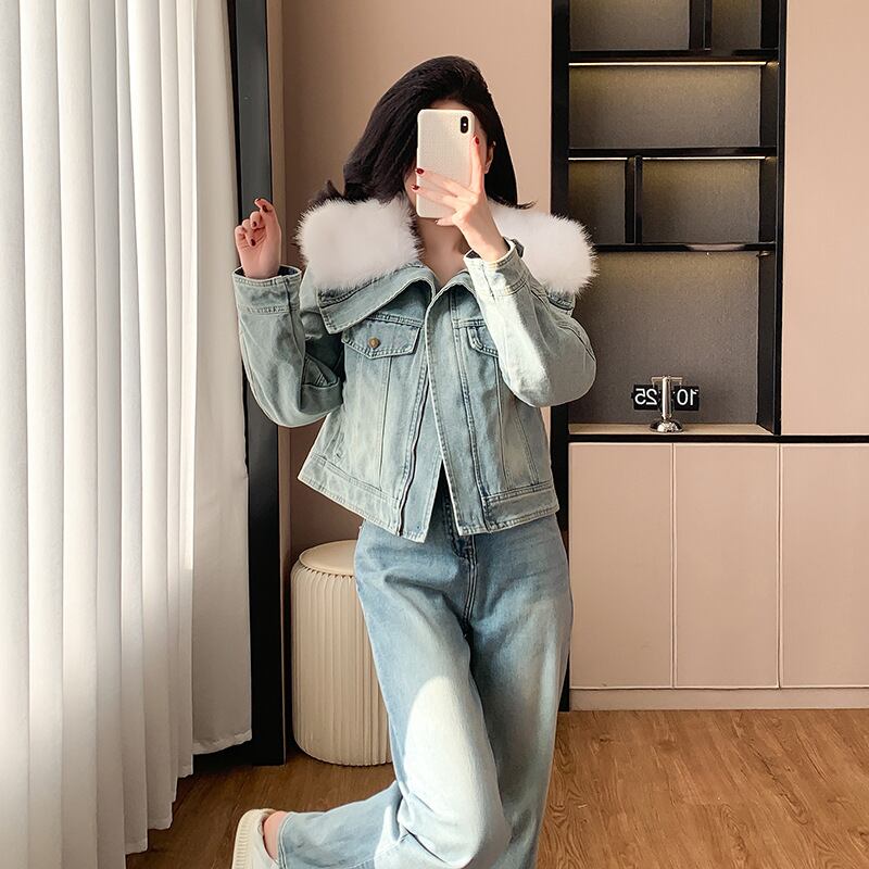 【outer】裹起毛ファーデニムジャケット　M27803