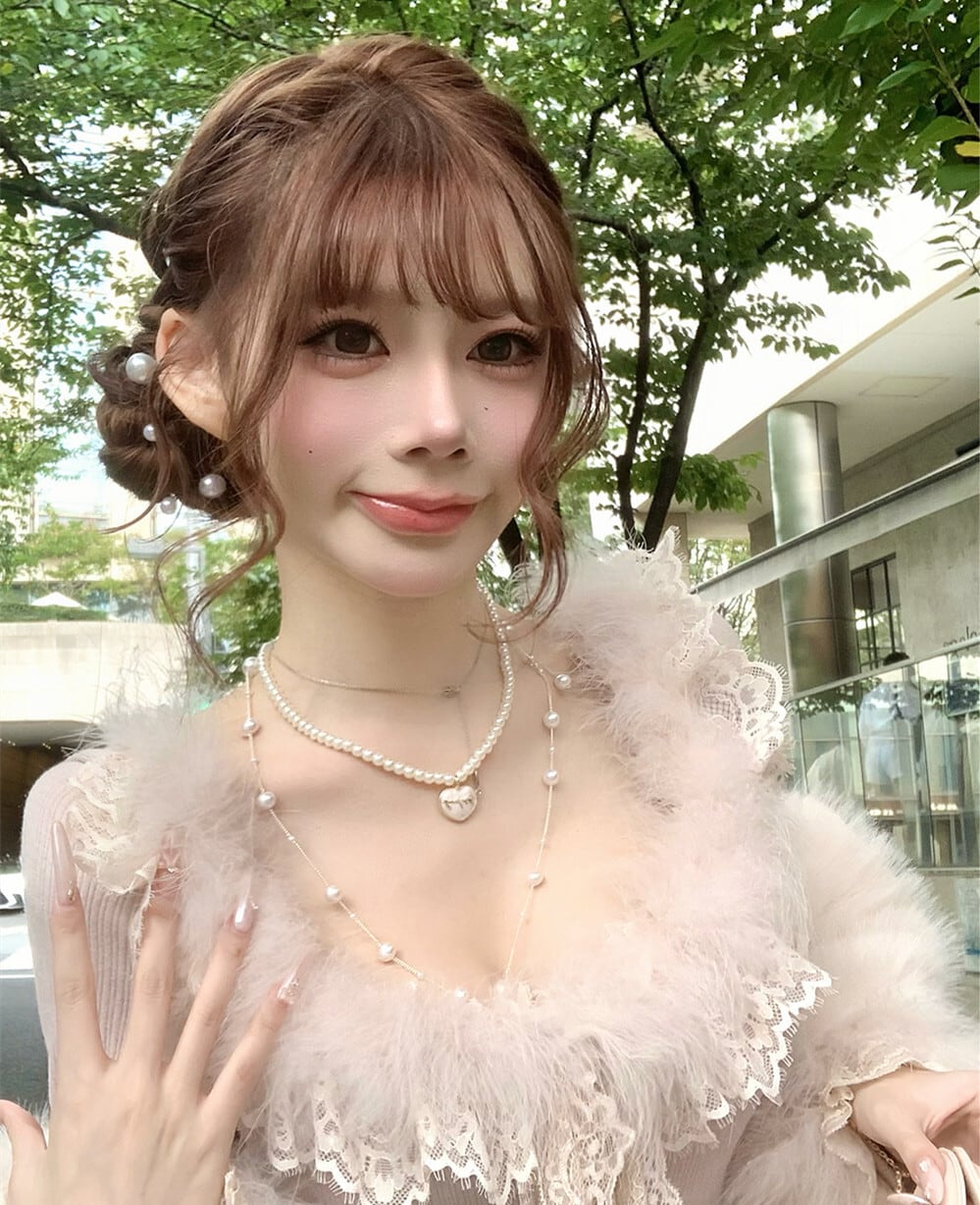 【dress】ファーレースドッキングニットワンピース　N3464