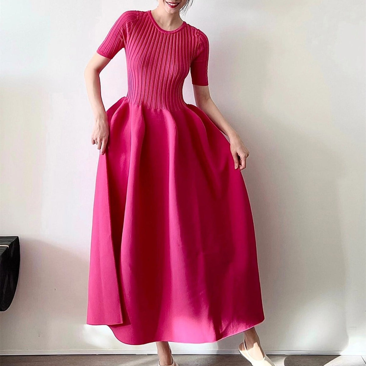 【dress】立体感のあるシルエットワンピース　N-1867