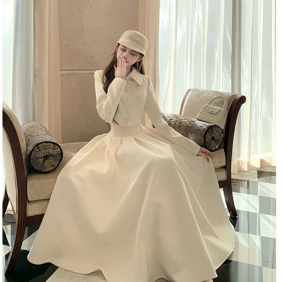 【set】パール付きショートジャケット×ロングスカートセット N3401