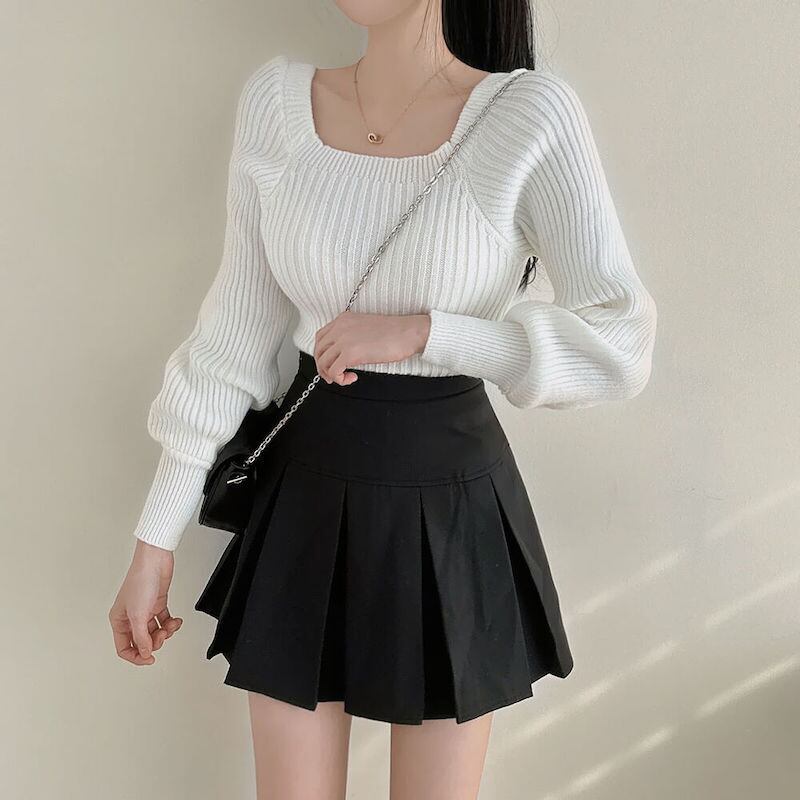 【tops】ランタンスリーブニットトップス　M18652