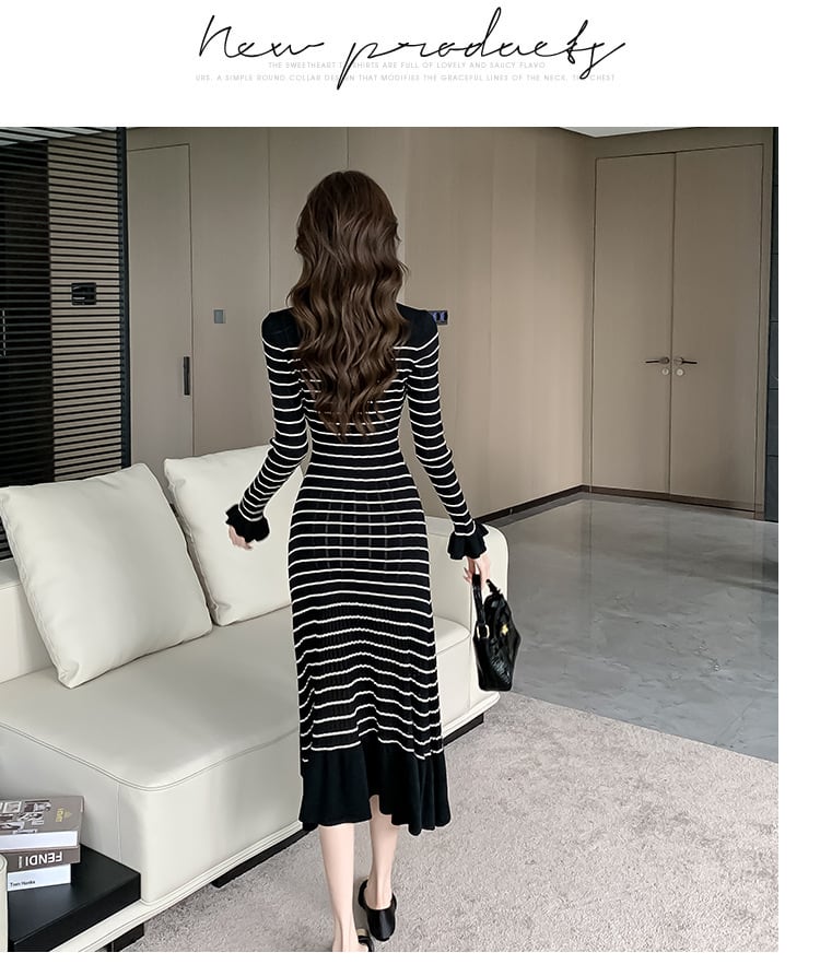 【dress】Vネックニットワンピース　M26334