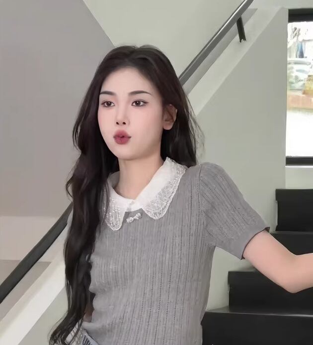 【tops】レース切り替えニットTシャツG20277