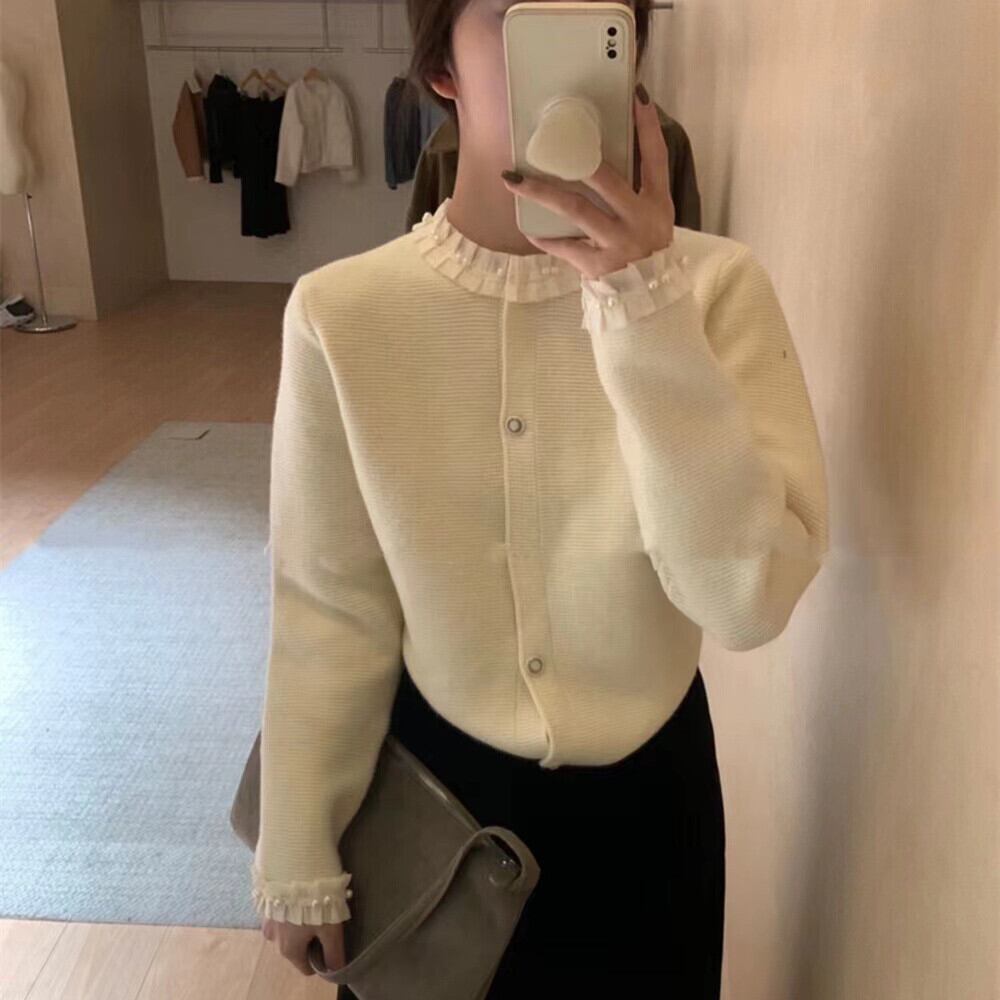 【outer】レース切り替えニットカーデ　M27247