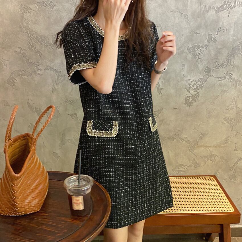 【dress】シンプル好感度UP!気質満点ラウンドネック エレガントファッションワンピース G0328