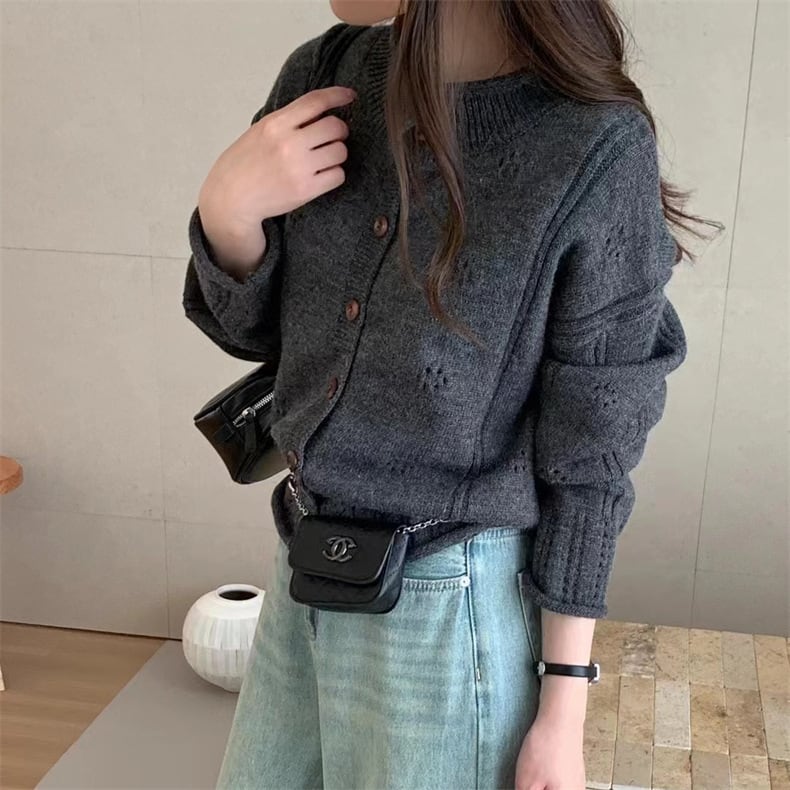 【outer】カットワークニットカーデ　M25612