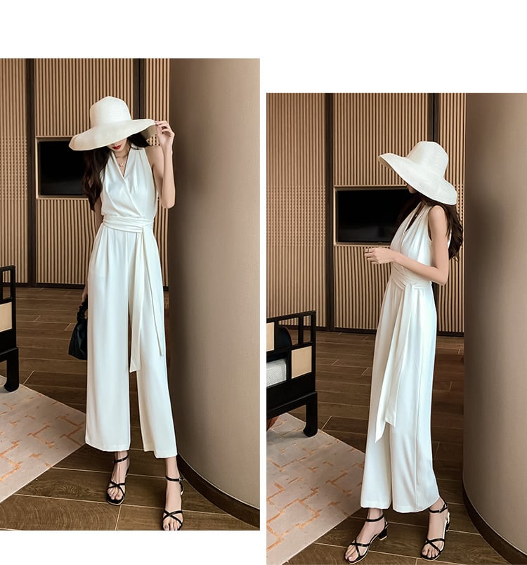 【set】気質満点レトロ夏着痩せハイウエストオールインワン G0709