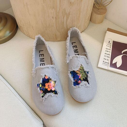 【shoes】人気item！選べる3色履きやすい合わせやすい星柄フラットシューズ