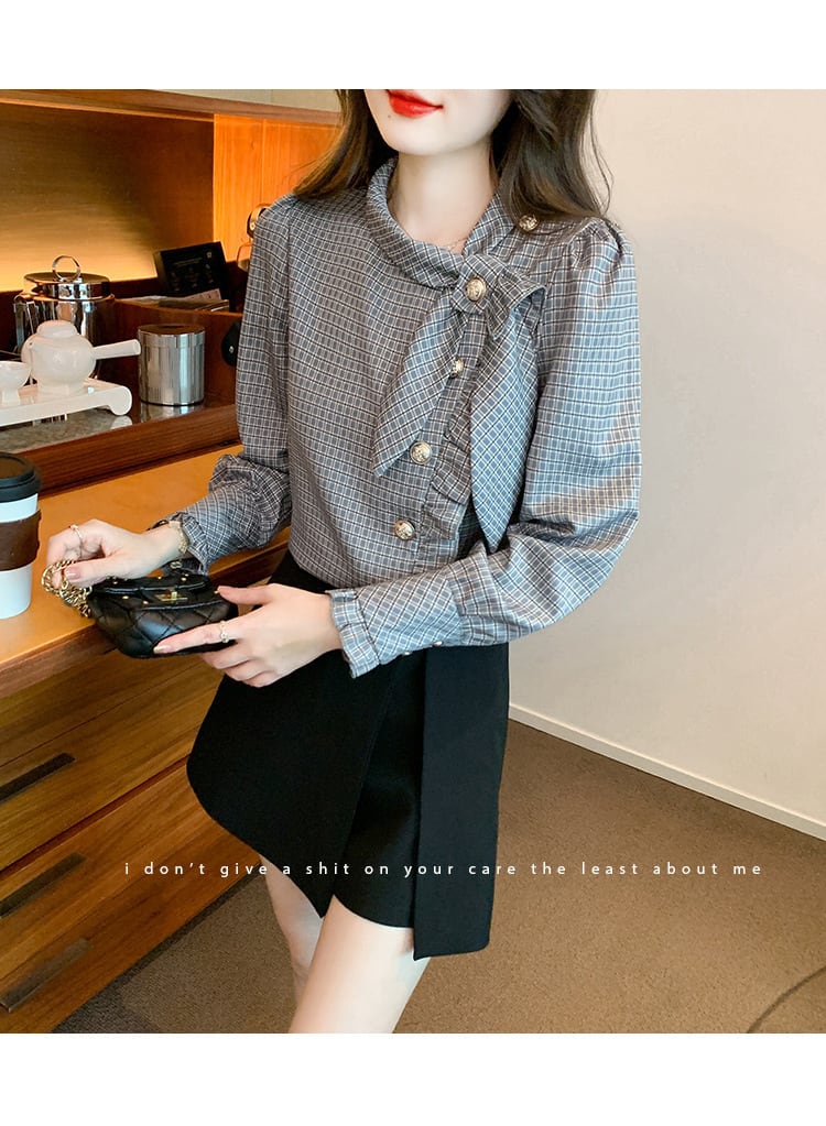 【tops】チェック柄シャツトップス　M25345