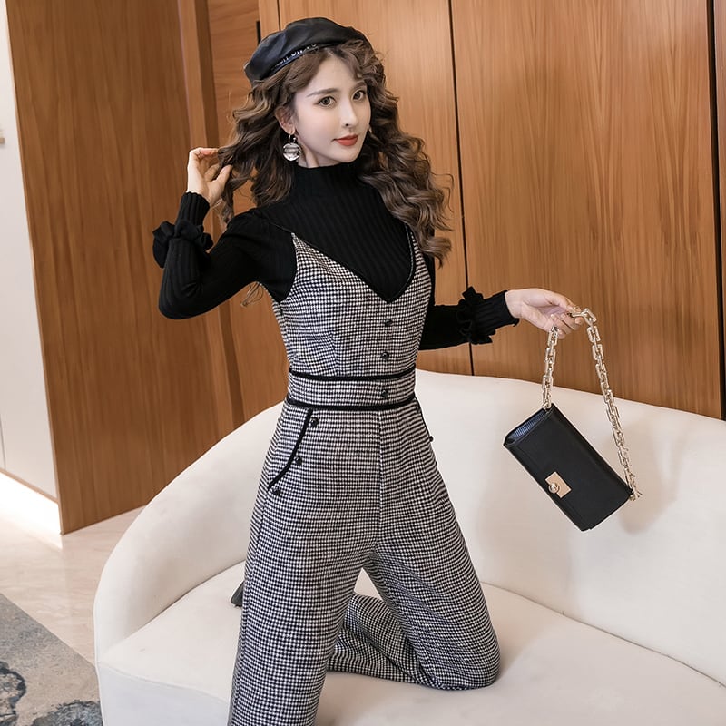 【set】オシャレトップス+サロペット２点セット G3558